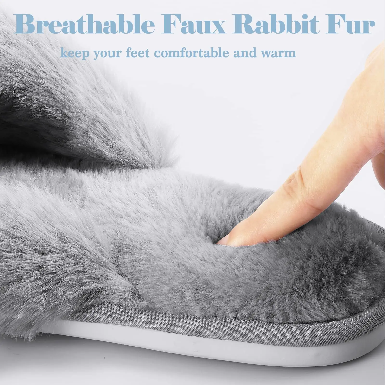 Comwarm Women Fashion Fuzzy Slippers Indoor Open Toe Flat Cotton Shoes Comfort Home Slippers Plush Fluffy Warm Shoes Cozy Slides