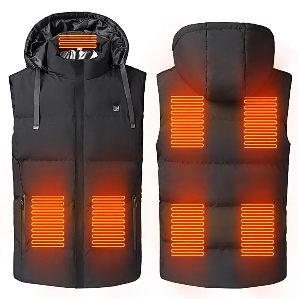 

7 Heating Zones Heated Vest Hooded Stand Collar Heated Jacket USB Electric Thermal Warm Coat Winter Outdoor Heated Waistcoat