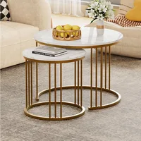 Coffee Table Faux Marble Nesting Table for Small Place 2 Sets Modern Furniture Living Room Sets End Side Table Night Stand 2