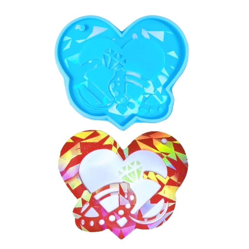 

DIY Holographic Heart Shaped Pendant Silicone Mold with Hole Jewelry Ornament Keychain Necklace Charm Epoxy Resin Casting Mould