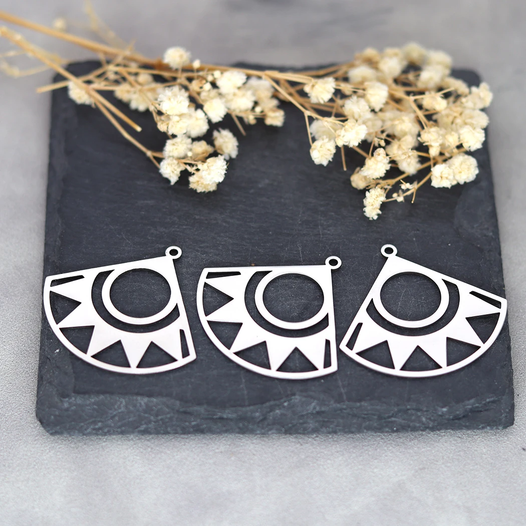3pcs 팬 모양의 태양 매력 Diy 수제 보석 팔찌 구두 결과 목걸이 만들기에 대 한 스테인레스 스틸 귀걸이 펜 던 트