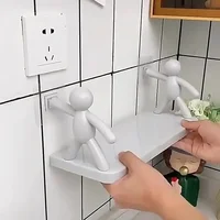 Bathroom Self-adhesive Shampoo Shelves Shower Towel Storage Rack Cosmetic Toilet Organizer Home Decor Kitchen Plastic Rack 1Pc 1