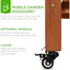 Outdoor Wooden Garden Potting Bench with Sliding Table, Dry Sink, Storage, and Locking Wheels