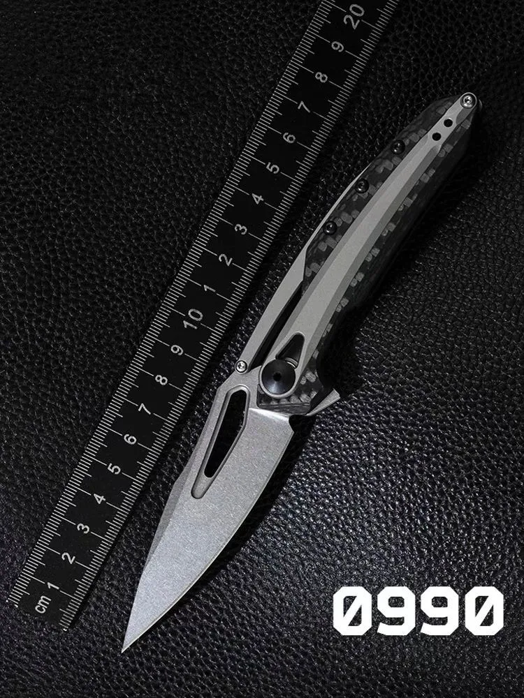 

0990- Carbon fiber handle portable folding knife Pocket knife DIY gift emergency rescue tool bread slicing knife edge fruit knif