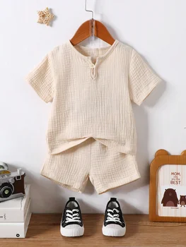 Baby Wrinkled Button Top & Shorts Set 1