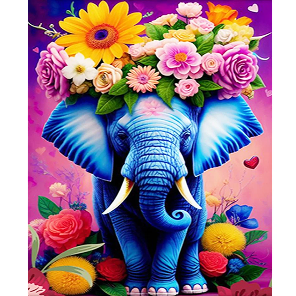 

RUOPOTY Frame Diy Paint By Numbers For Adults Beginners Flower And Elephant Animal Wall Art Picture On Numbers For Home Decors