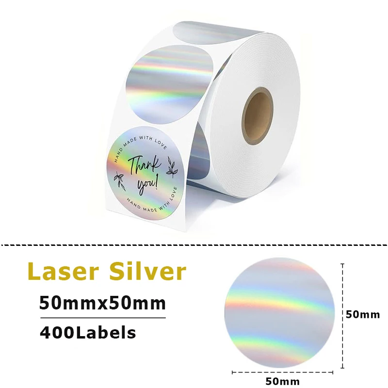 Holographic Silver Laser Gold Gradient Thank You Card Sticker