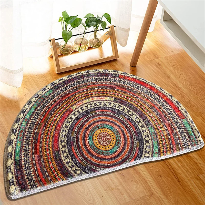 

Colorful Geometric Cloakroom Carpet Large Area Carpets for Living Room Semicircle Children's Bedroom Rugs Soft Entrance Door Mat
