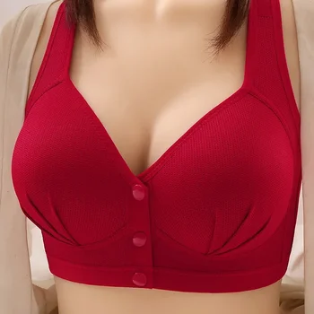 Fashionable Front Opening Button Pregnant Women Breastfeeding Anti Glare Seamless Breathable Bra Without Steel Ring Comfort
