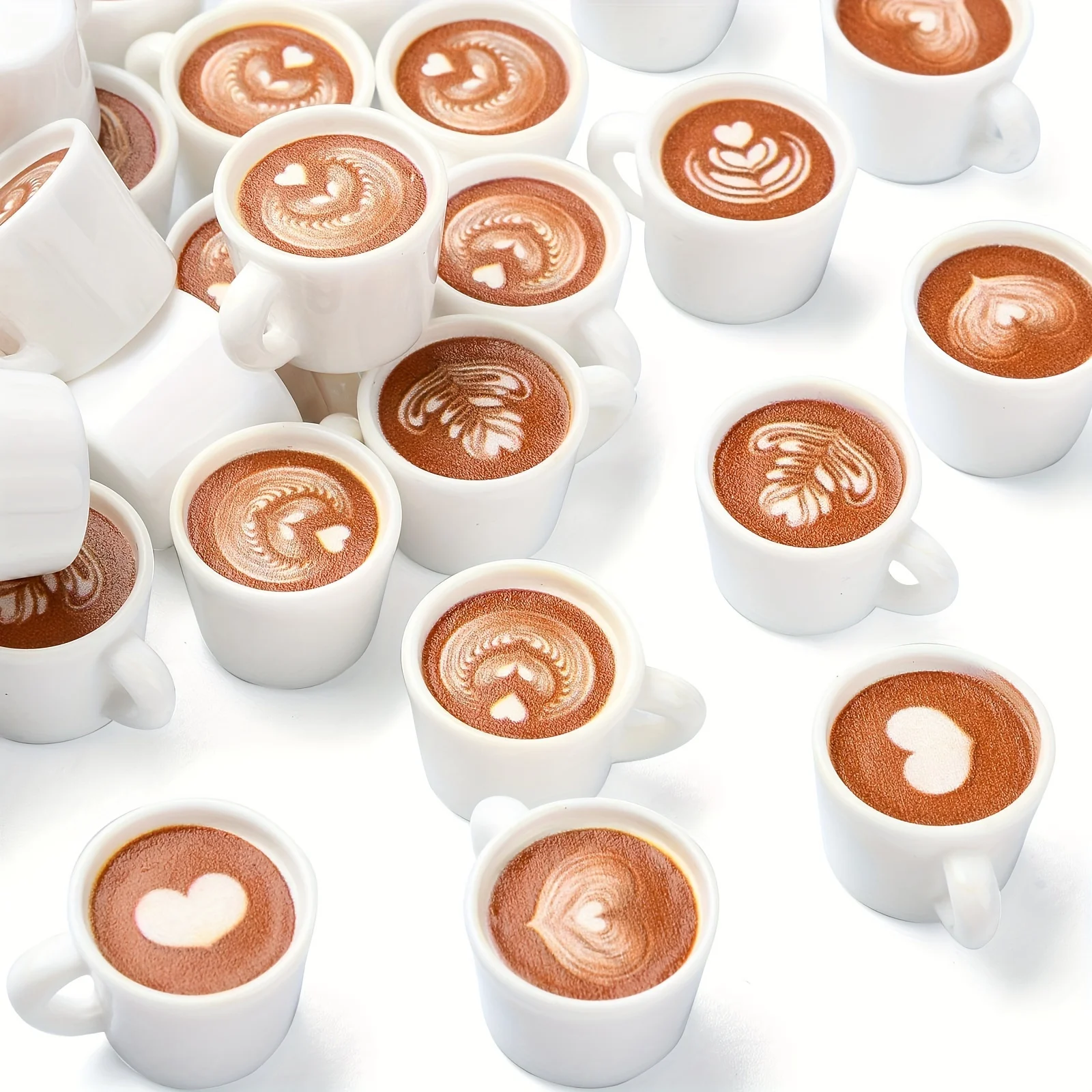 10/20/30 Stück Miniatur-Kaffeetassen-Anhänger mit Latte-Art-Design für DIY-Schmuckherstellung und handgefertigte Harz-Anhänger-Dekorationen