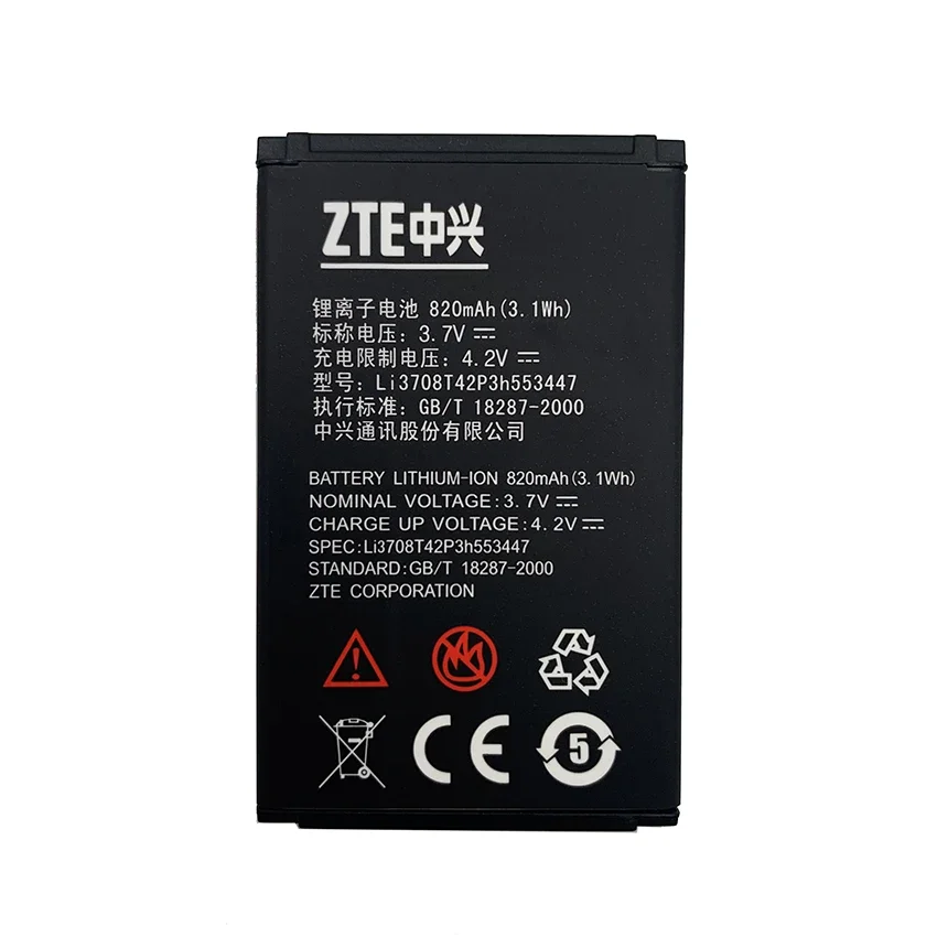 

100% Original 820mAh Li3708T42P3h553447 Battery For ZTE U85 U526 E850 A137 F160 N295 R250 Replacement Phone Batteries Bateria
