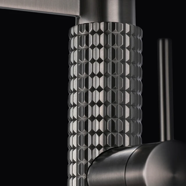 สีดำก๊อกน้ำห้องครัวทองเหลือง High-End หรูหราออกแบบหลุมเดียวดึงดึง-Out ร้อนเย็นคู่ควบคุม Tap 6