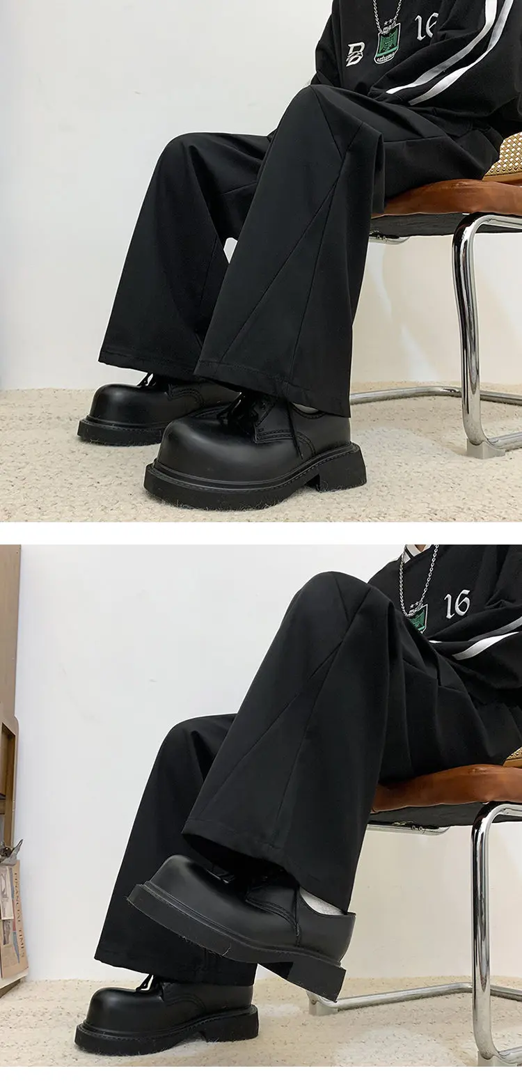 Description Picture 5 of itemLUZHEN Fashion Elegant Loose Straight Casual Pants Men's 2024 New Solid Color Original Male Pleat Trousers Free Shipping LZ2259