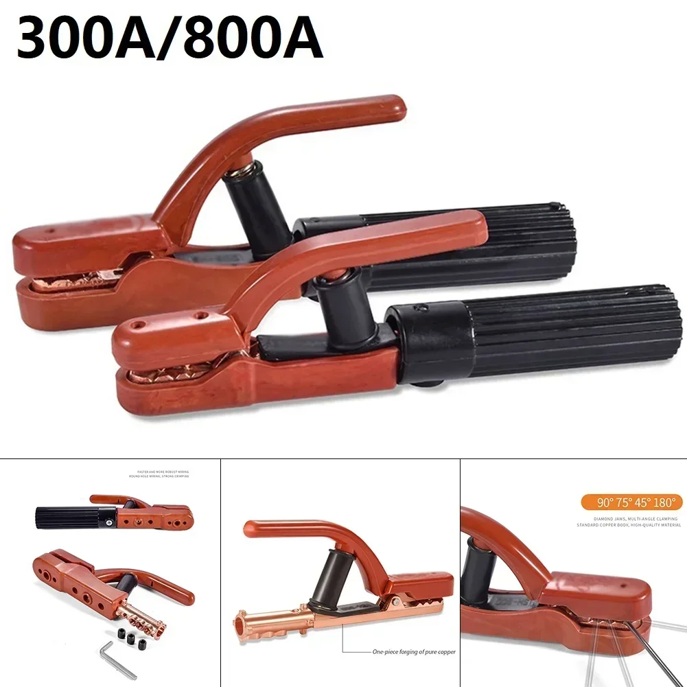1pc 300A/800A Welding Electrode Holder Welder Electrodes Clamp Highly Conductive Copper Tongs For MMA Sti-ck ARC Soldering Tool
