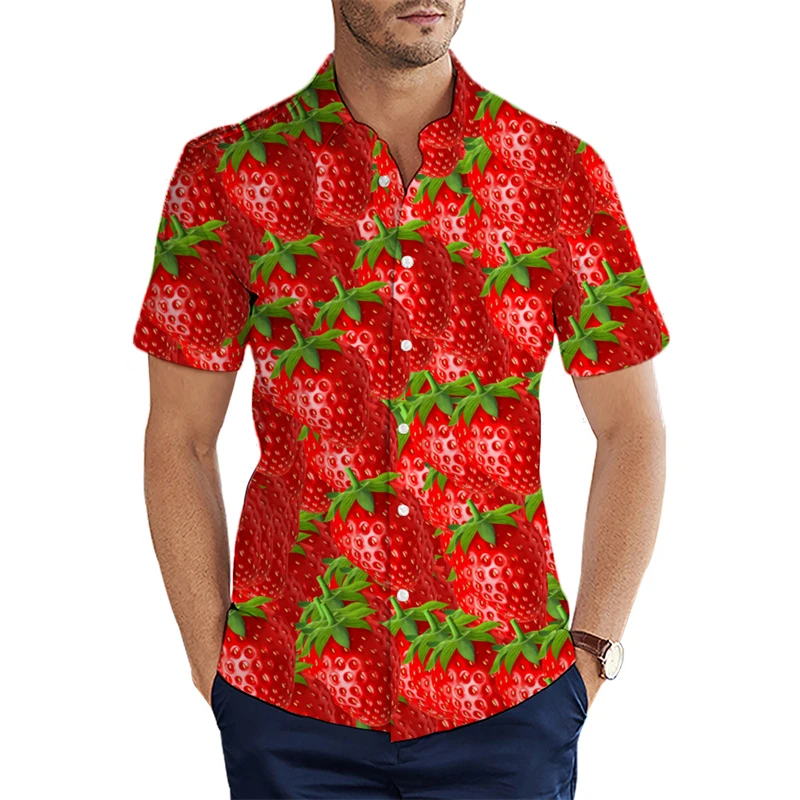 thumbnail image 1 of Camisa hawaiana informal con estampado 3D de helado para hombre, camisa de manga corta, divertida, de verano, transpirable, 1 of 5