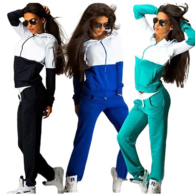 Women Tracksuit Sweatsuit 2 Piece Street Long Sleeve Warm Breathable Soft Fitness Running Jogging Color Block Sweatpants Casual