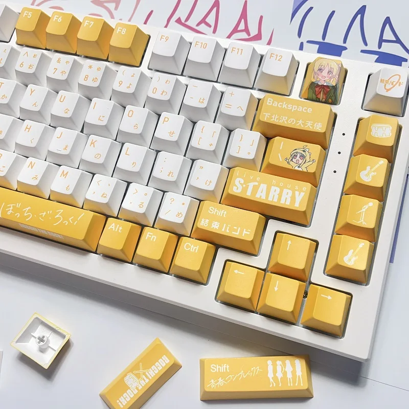 Bochi-conjunto de 138 Teclas a Rocha Ijichi Nijika Pbt Keycaps Altura Cereja para mx Switch Presente Faça Você Mesmo Jogo de Teclado Mecânico - Imagem 2