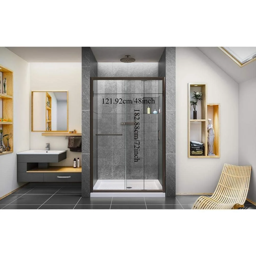 Semi-Frameless Sliding Shower Door, Clear Glass in Oil Rubbed Bronze shower door  glass shower door  shower cabin parts 3