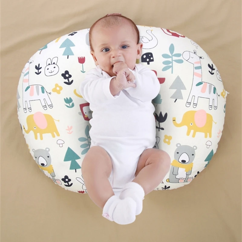 Cotton Nursing Pillow Lovely Pattern Baby Pillow Machine Washable for Comfortable Breastfeeding Bottle Feeding