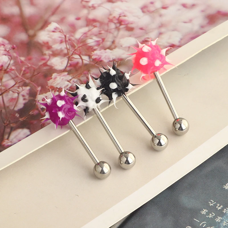14G 9/16Inch Silicone Soft Spike Ball Nipple Tongue Shield Ring Barbell Body Piercing Jewelry Retainer wholesales 4 colors tongu