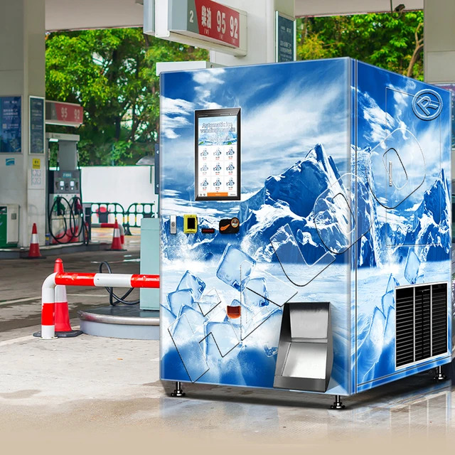 Distributeur automatique de glace personnalisé pour usage commercial, machine à glaçons automatique en acier inoxydable, 24h/24, 7j/7, en libre-service 1