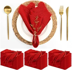 Set of 50 Sage Green Cotton Gauze Napkins - Eco-Friendly Tea Towels for Weddings, Parties, and Festive Table Decor (50pcs red)