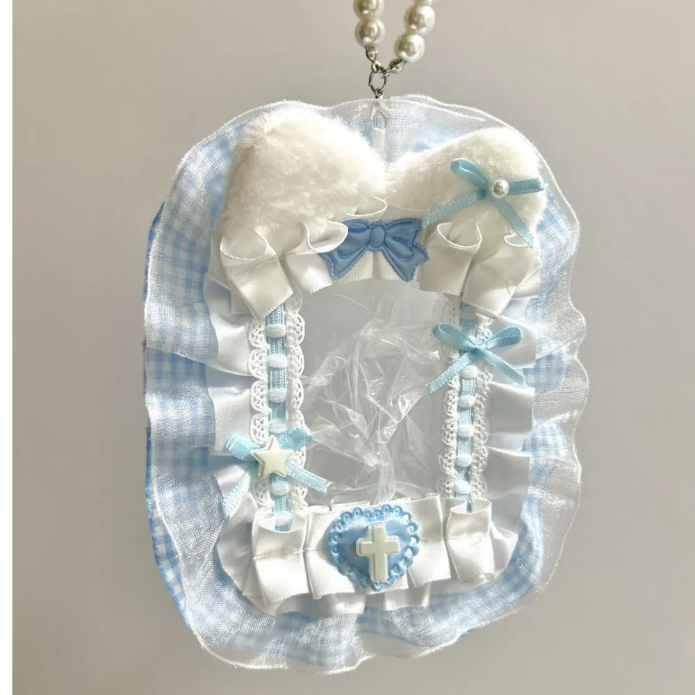 Kawaii DIY Plüsch Kartenhalter Lolita Anime Spitze Fotokartenetui mit Band Idol Display Foto Schutzhülle Karte – Detail 5