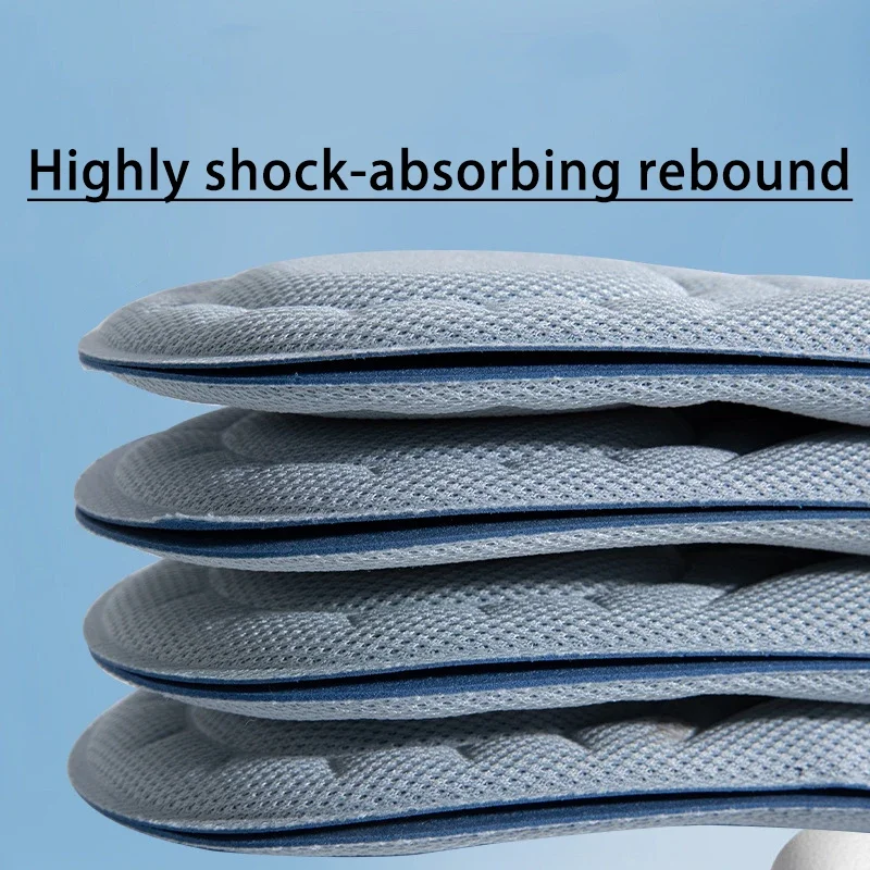Men Outdoor Running Sports Insoles 5D Memory Foam Shock Absorption Shoe Sole Comfort 1/2Pair