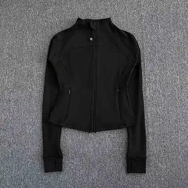 Women's high-end sports jacket for running, fitness, exercise, with stand-up collar, fashionable long sleeves, professional zipp