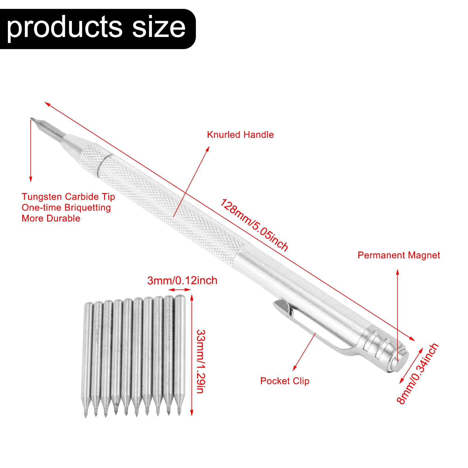 

Glass Engraver, Tungsten Carbide Tip Scribe Pen, Works on Ceramic, Stainless Steel, Glass, Convenient Pocket Clip