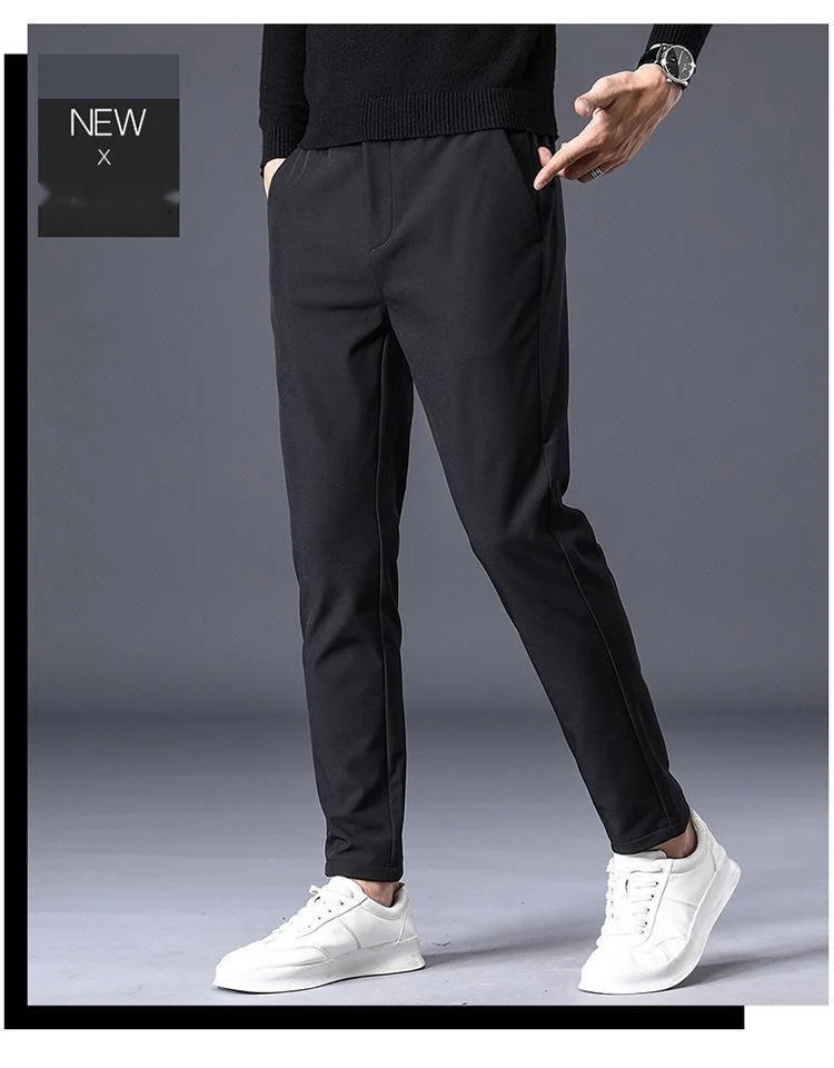 Spring casual slim fit straight suit simple non ironing business autumn men's pants, solid color_voghion.com