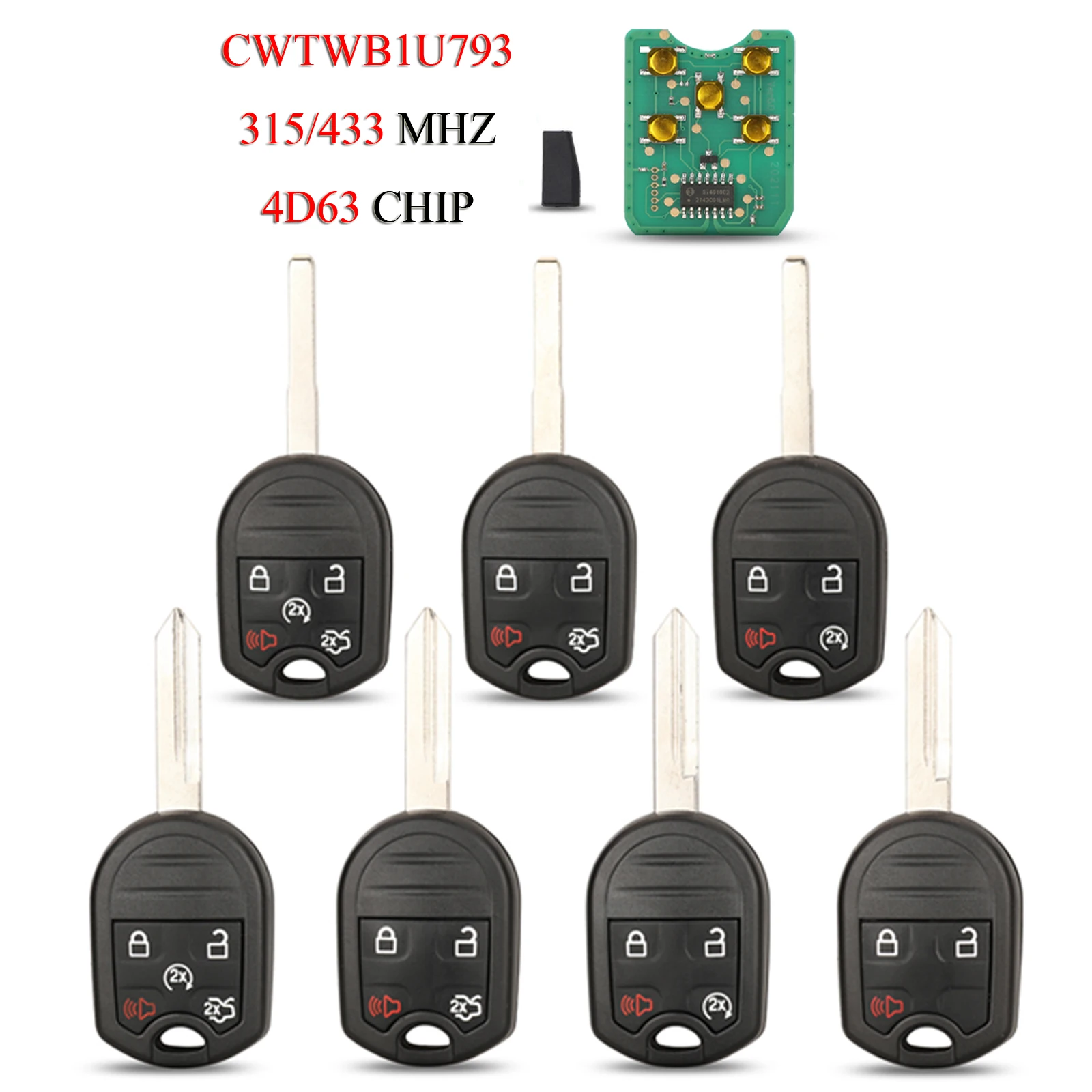 Car Remote Key jingyuqin CWTWB1U793 Remote Smart Car Key For Ford Expedition Explorer Flex Taurus For Lincoln 315/433Mhz With 4D63-80Bit Chip