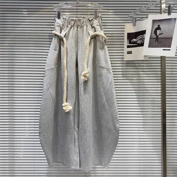 2025 nuove donne personalizzate cintura in corda di canapa intrecciata pantaloni casual larghi a gamba larga Bloomers 1