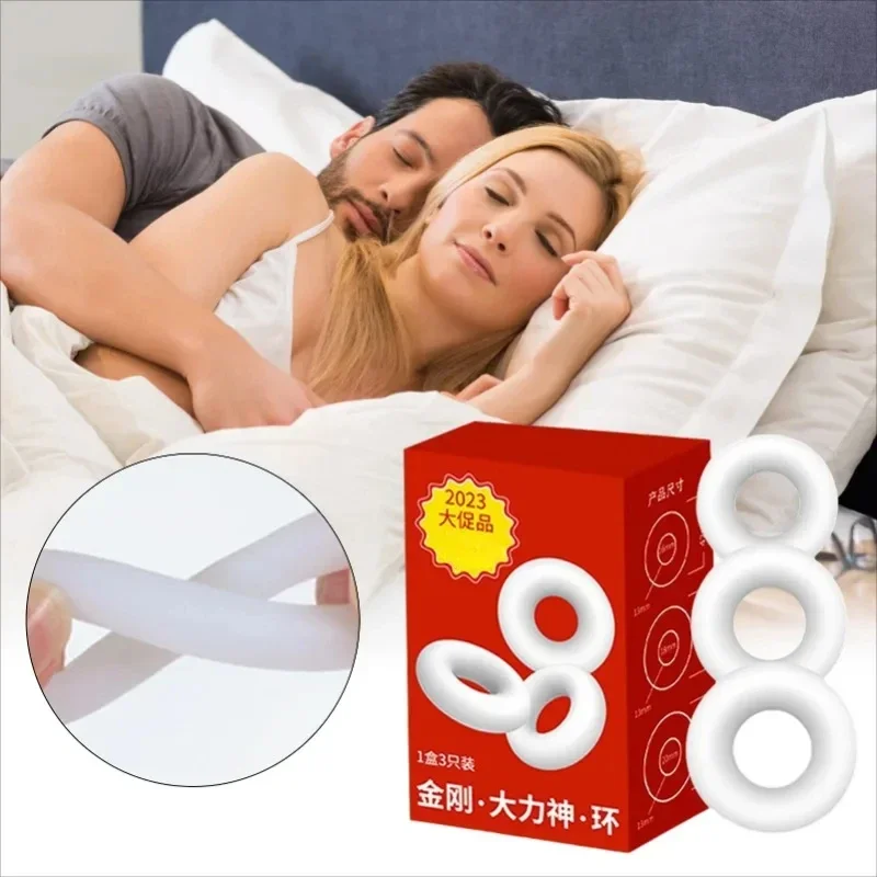 3pcs Penis Rings Semen Lock Cock Rings Sleeve Delay Ejaculation Silicone Beaded Time Lasting Erection Sex Toys for Men 18+ Delay
