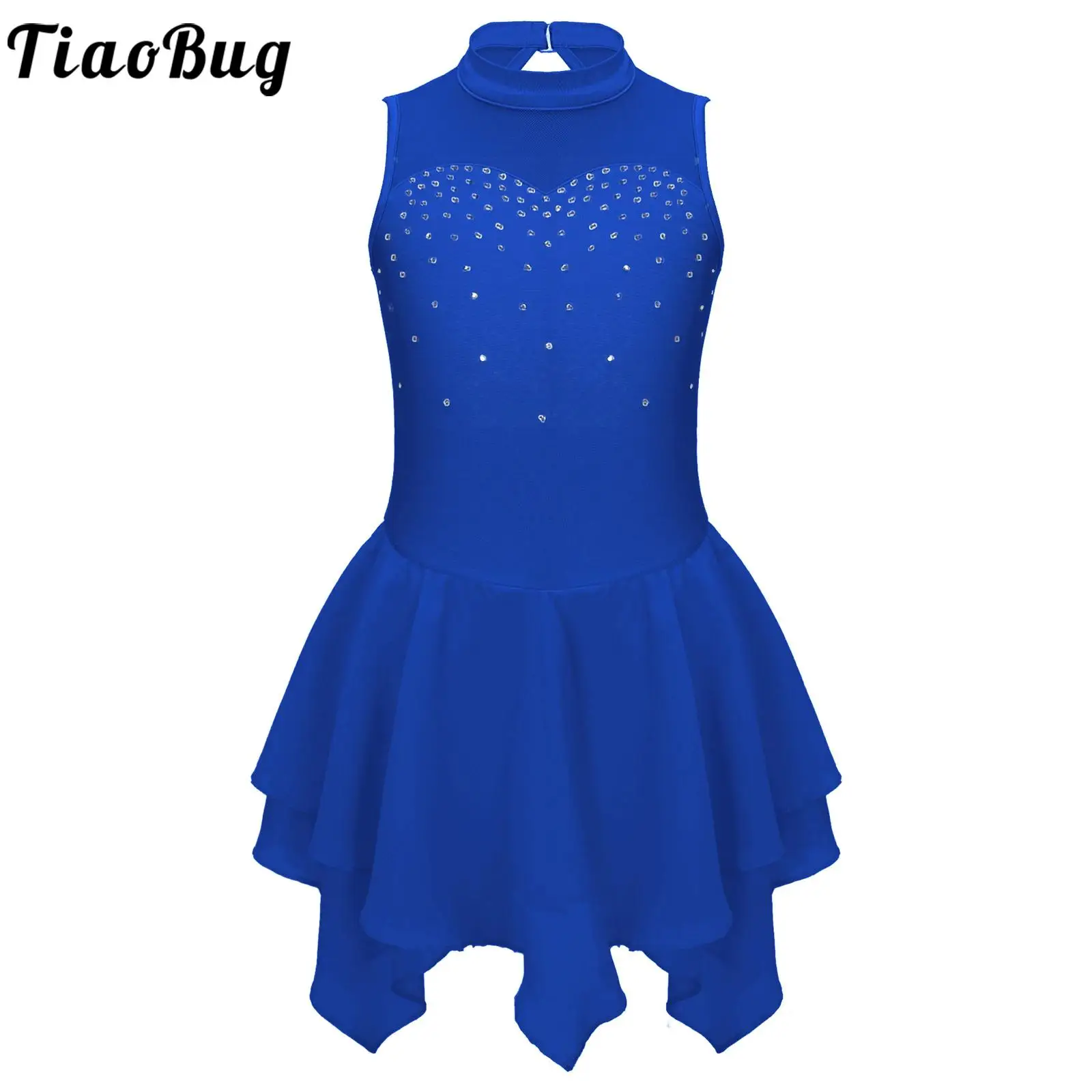 

Kids Girls Ballet Dance Figure Skating Dress Gymnastics Leotard Sleeveless Shiny Rhinestone Costume Stage Performance Dancewear