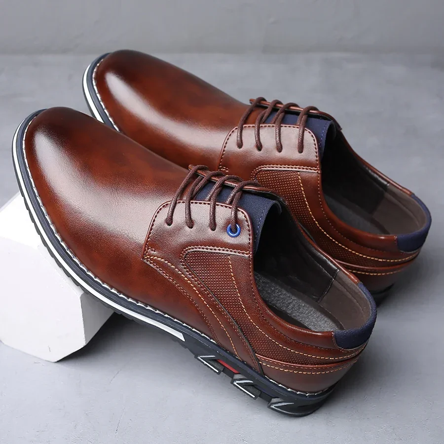 Retro Men Shoes Business Brand Leather Shoes Fashion Casual for Men Black Brown Breathable Loafers Comfort Men'shoe