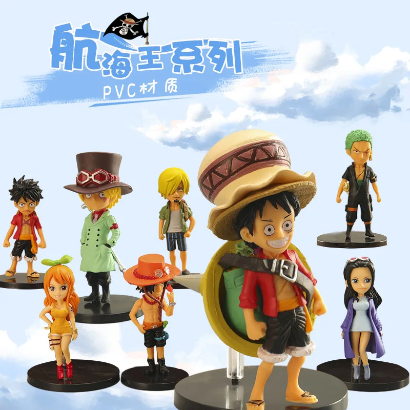 

8 шт./партия Аниме One Piece Monkey D. Фигурки героев Luffy Nami Roronoa Zoro Chopper из ПВХ, коллекционные модели, куклы, игрушки, орнамент, подарки