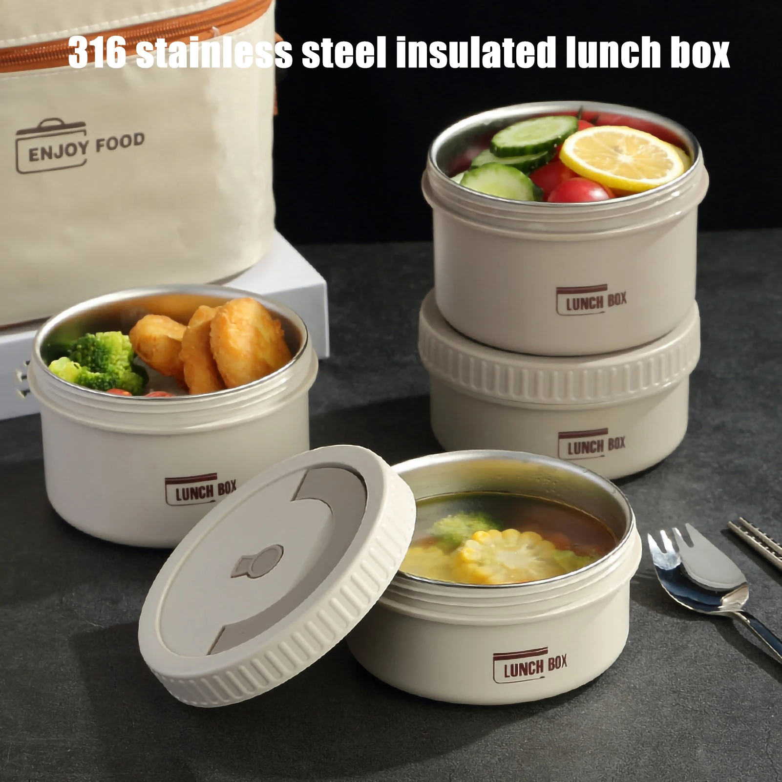 

Bento Lunch Box Stainless Steel Insulated Lunch Box Sealed Leakproof Food Storage Box Portable Multi-Layer Lunch Container