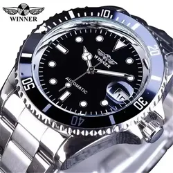 Men's Automatic Mechanical Wristwatch with Luminous Hands and Date Feature - Elegant Stainless Steel and Leather Design (Steel black blck)