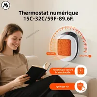 Керамический обогреватель с дистанционным управлением, настенная вилка для обогрева спальни и офиса — изображение 4