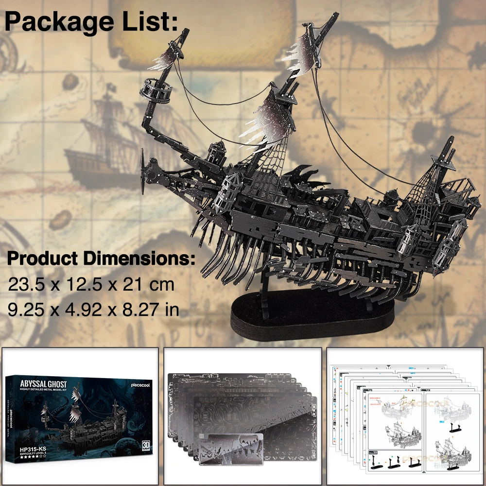 Piececool 3D Metal Puzzles Gifts Abyssal Ghost Pirate Ship Model Building Kits DIY Toys for Birthday and Christmas 2