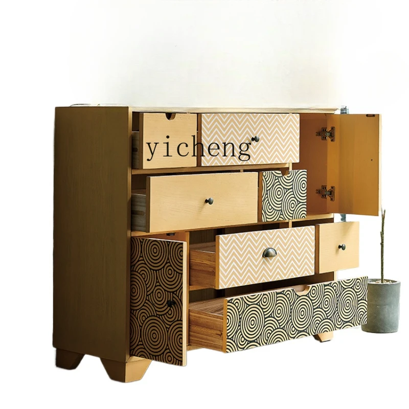 

ZF 7-Drawer Cabinet Solid Wood Storage Living Room Entrance Cabinet Storage Bedroom Storage Cabinet