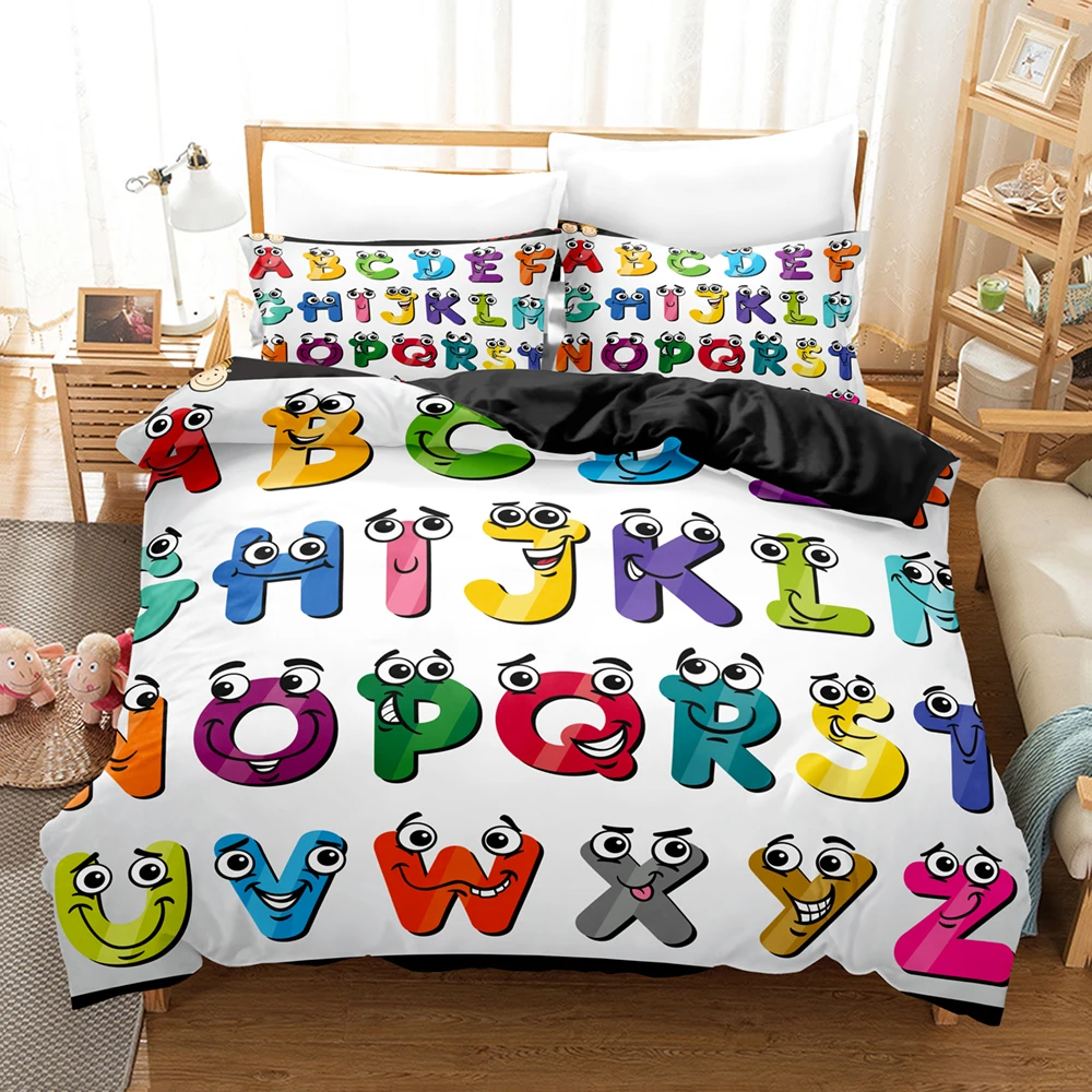 

Alphabet Lore Bedding Set Single Twin Full Queen King Size Bed Set Kids Girls Boys Bedroom Duvet Cover Sets Anime Duvet Cover