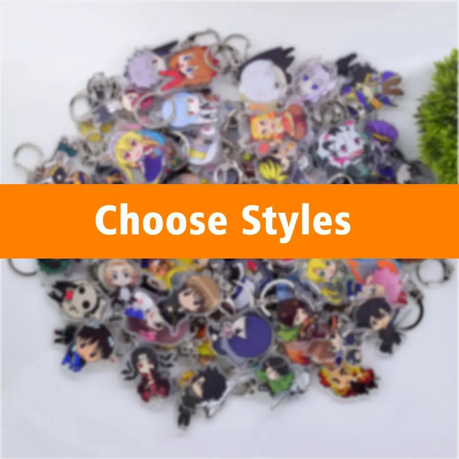100pcs/Lot Hundreds of Styles Acrylic Keychain Customized Key Chain Anime Keyring Chibi Pendant Accessories