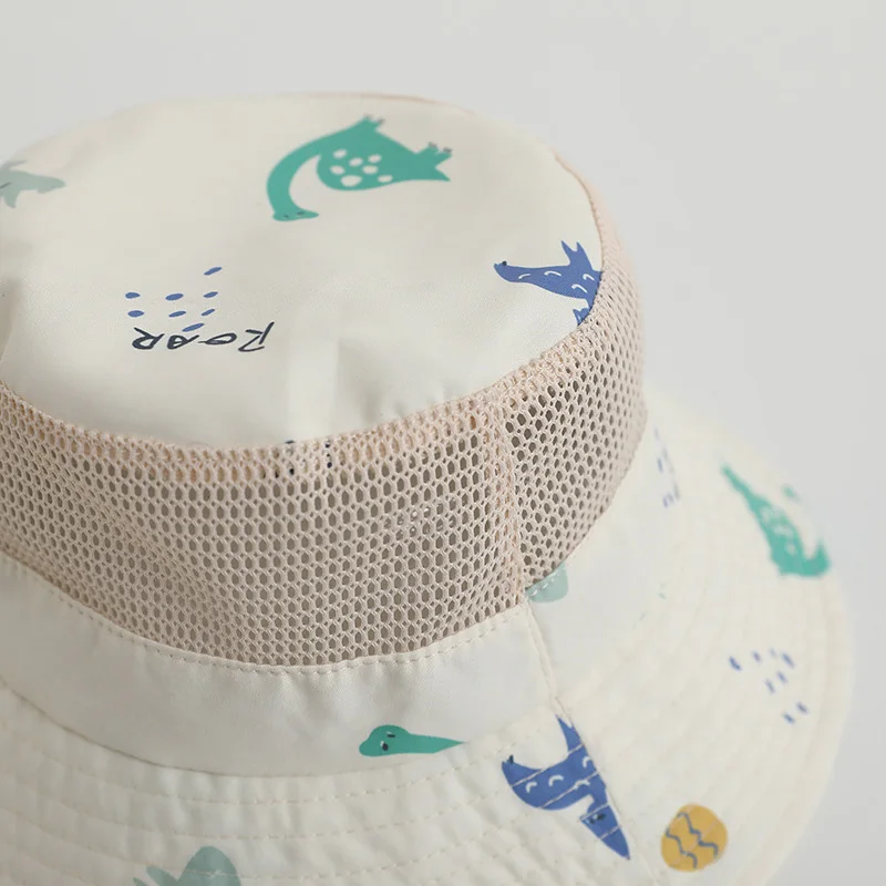 2024 Summer Children Hat Cartoon Print Mesh Bucket Hats for Girls Boys Beach UV Protection Accessories Kids Items 3-8 Years