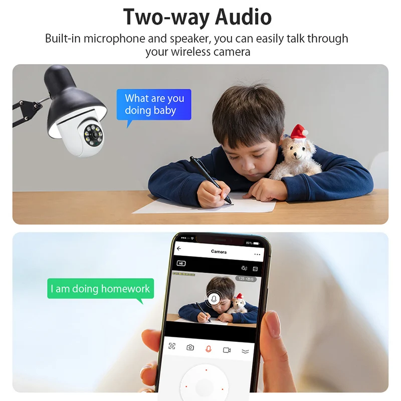 1MP HD E27 Bulb 2.4G WIFI IP Camera Home Security Protection Surveillance CCTV Night Vision Auto Tracking_voghion.com