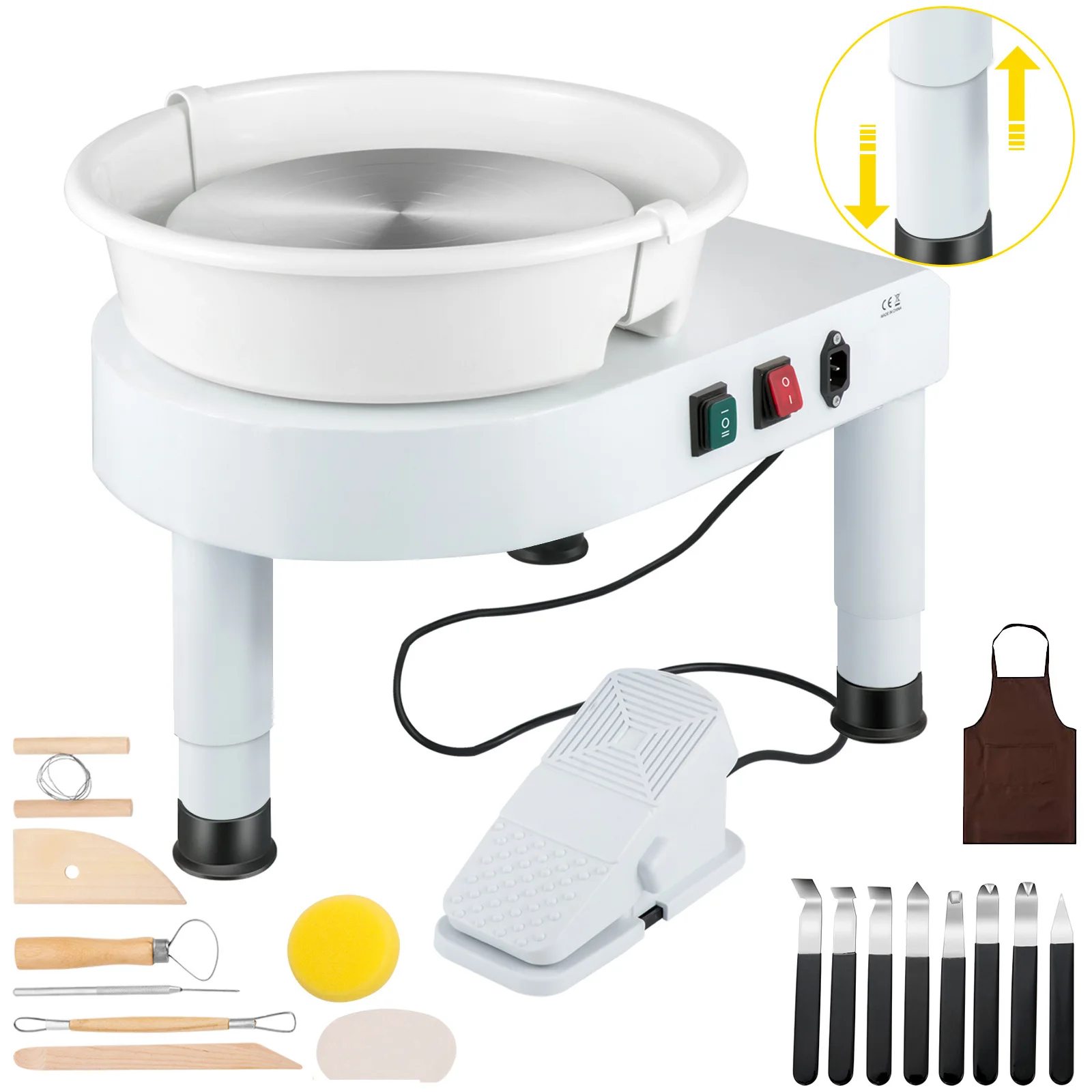Pottery Wheel Electric Pottery Wheel Machine 28CM 35CM Foot Pedal With Shaping Tools School Ceramic Clay Working Forming DIY Art Craft