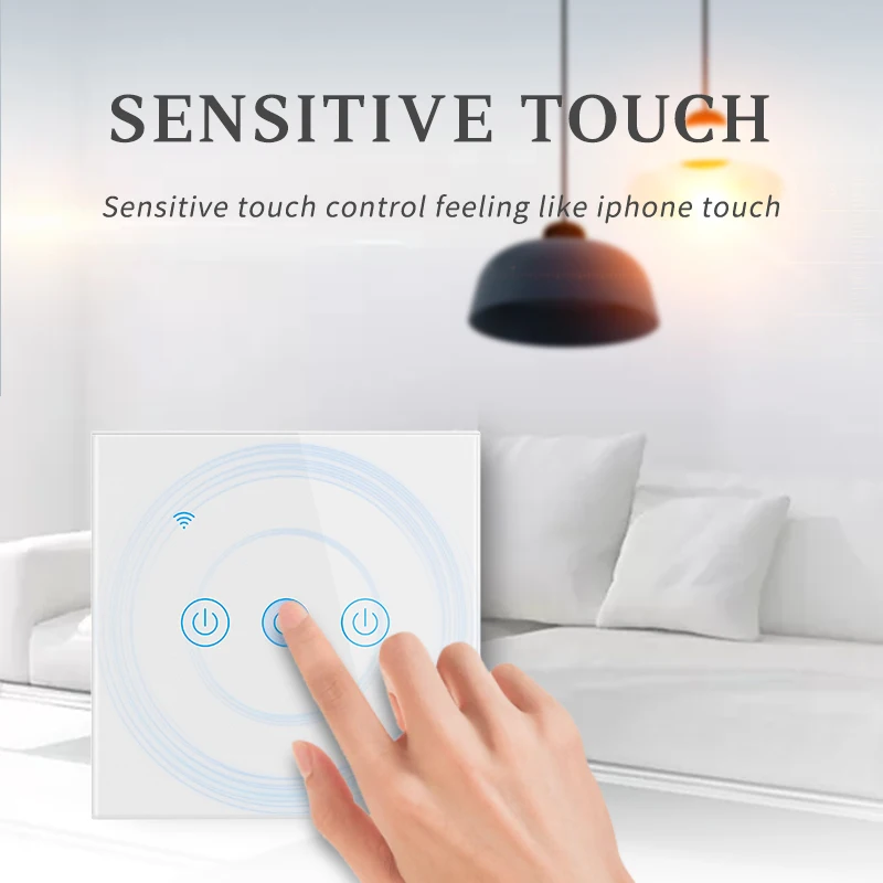 PSSRISE Alexa Wifi Touch Smart Switch Tuya Smart Life APP Timer Google Home Voice Control Tempered Glass Panel Wall Light Switch