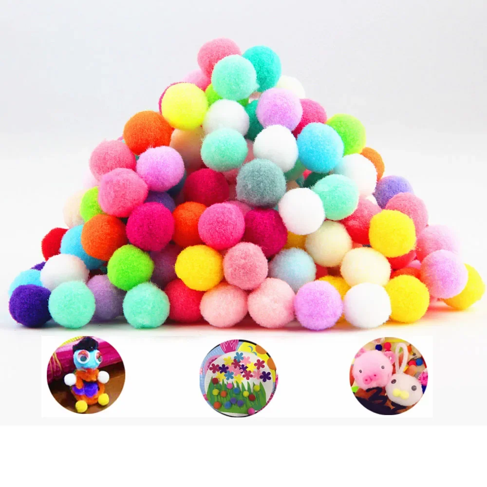 Pom Poms Craft Supplies 10mm Mixed Color Pom Poms Soft Round Fluffy Craft PomPoms Ball Kindergarten DIY Craft Toy for Children Kids Decor Supplies 100pc