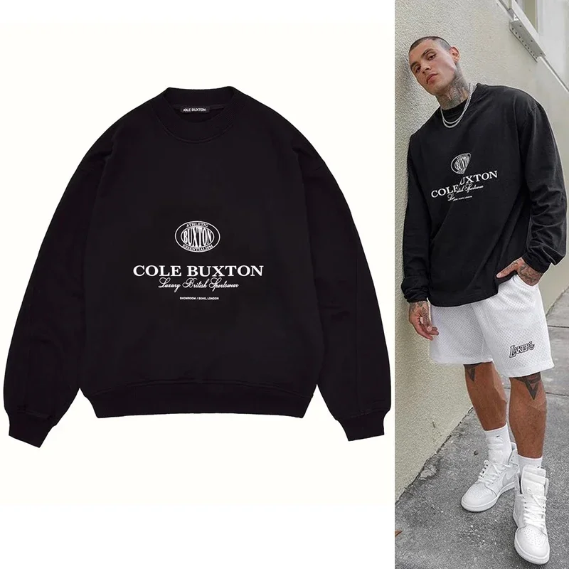 

Cole Buxton CB Arrival Cotton Hoodies Letter Logo Printing Terry Material Coat Oversize Black White Men Women O-Neck Long Sleeve